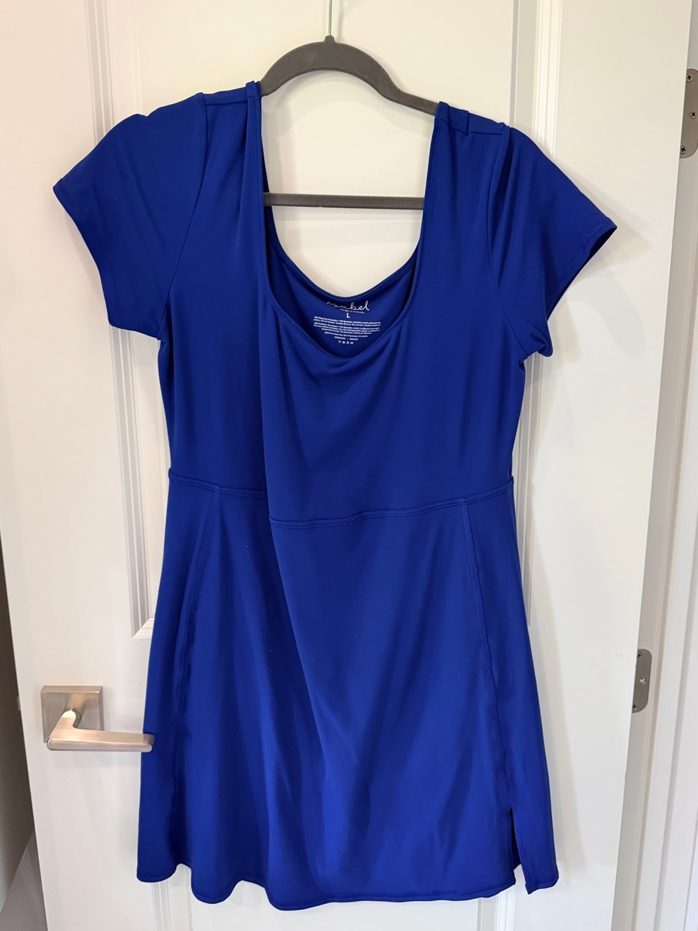 Maternity Scoop Neck Short Sleeve Athletic Dress in Royal Blue